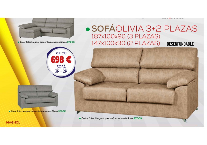 Sofá 3 ó 2 plazas Mod. Lepe  Comprar sofá barato Online en Málaga